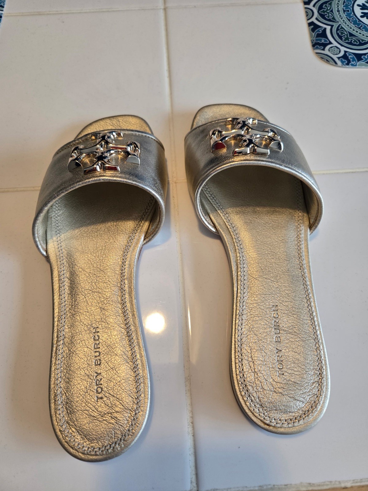 Tory Burch Eleanor Slide Metallic Sandals Size 6