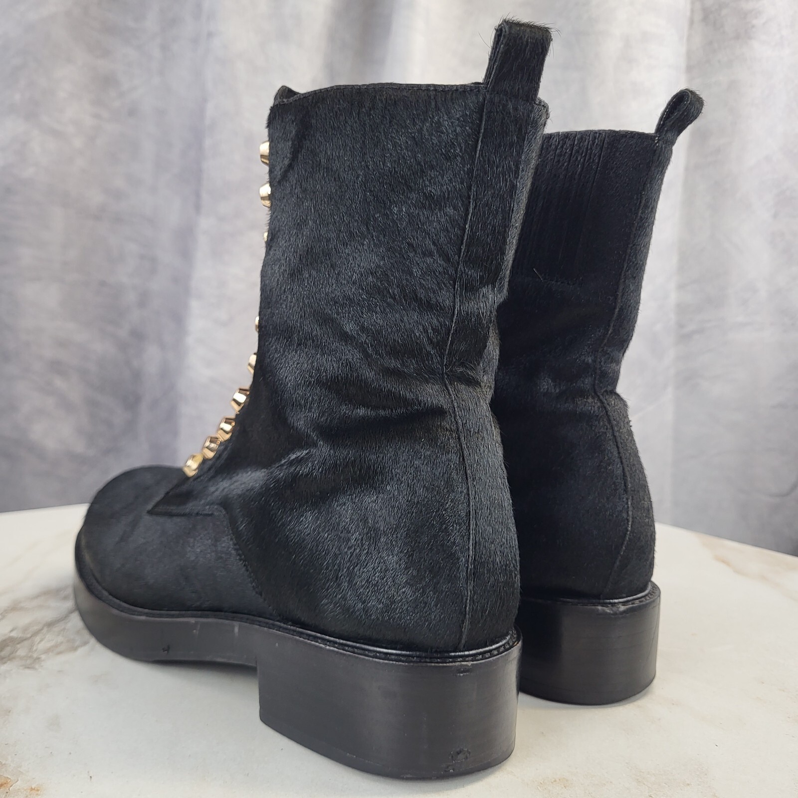 Jeffrey Campbell Tonette Genuine Calf Hair Studded Front Zip Boots Women’s 8.5