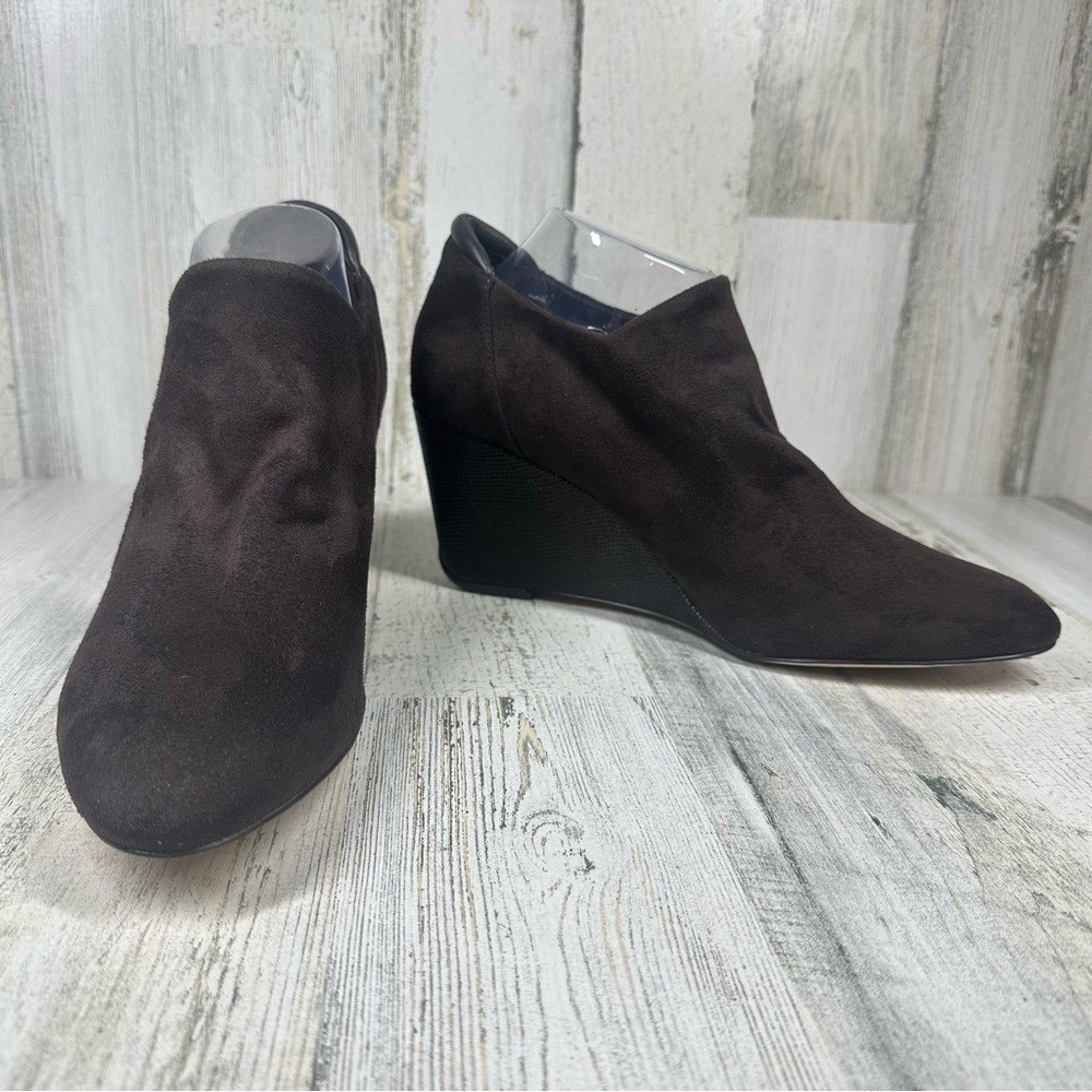 Donald Pliner Wedge Pump Tanah Women’s 11 Textile Leather Brown Chocolate