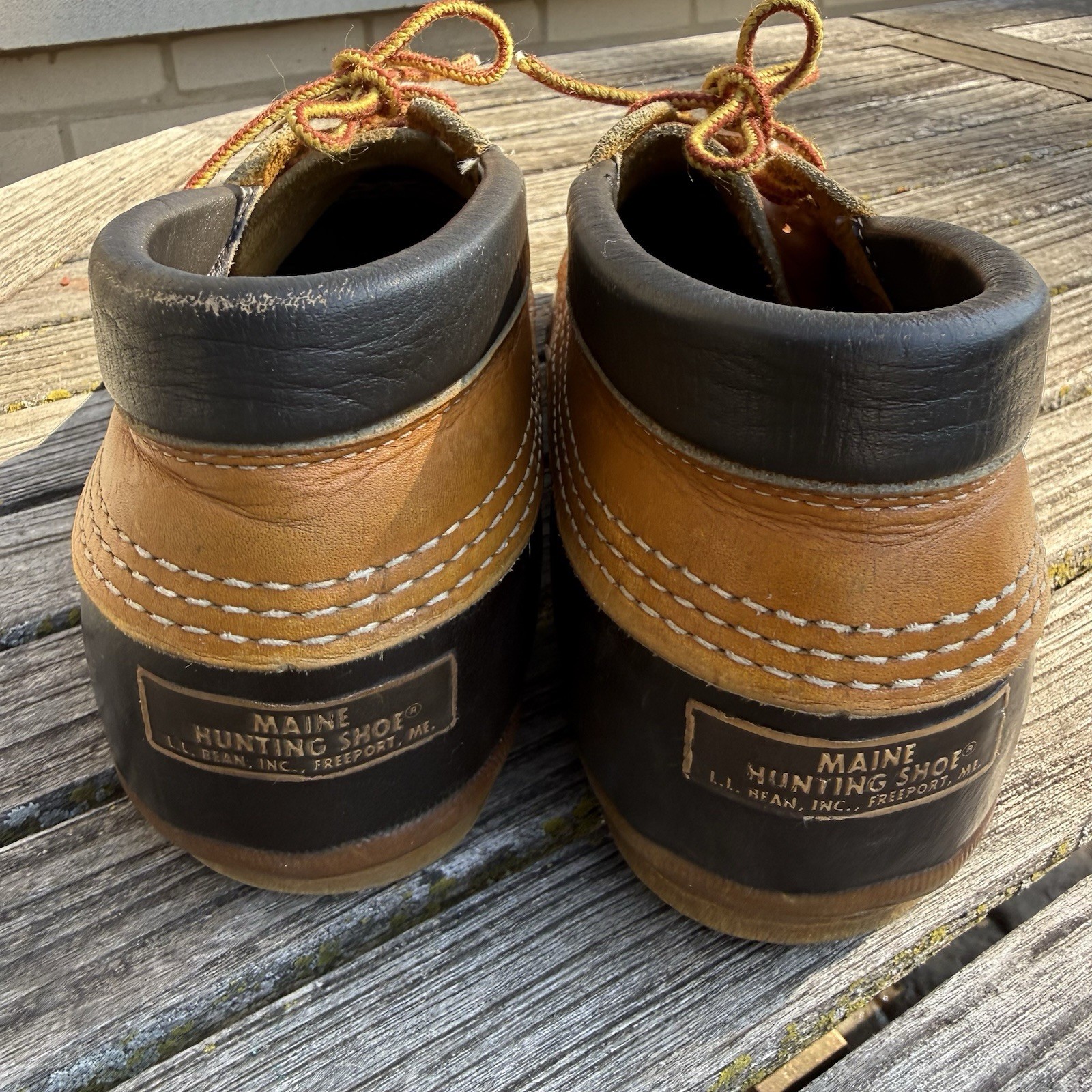 L.L. Bean Maine Hunting Shoe Duck Boots Brown Leather Rubber USA Women’s 9 GUC