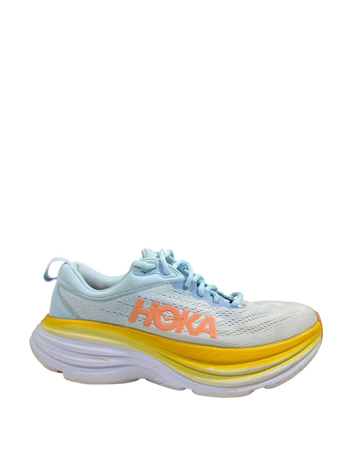 Hoka Bondi 8 Shoes Women Sz 8.5 B Blue Summer Song Running Sneakers 1127952 SSCA