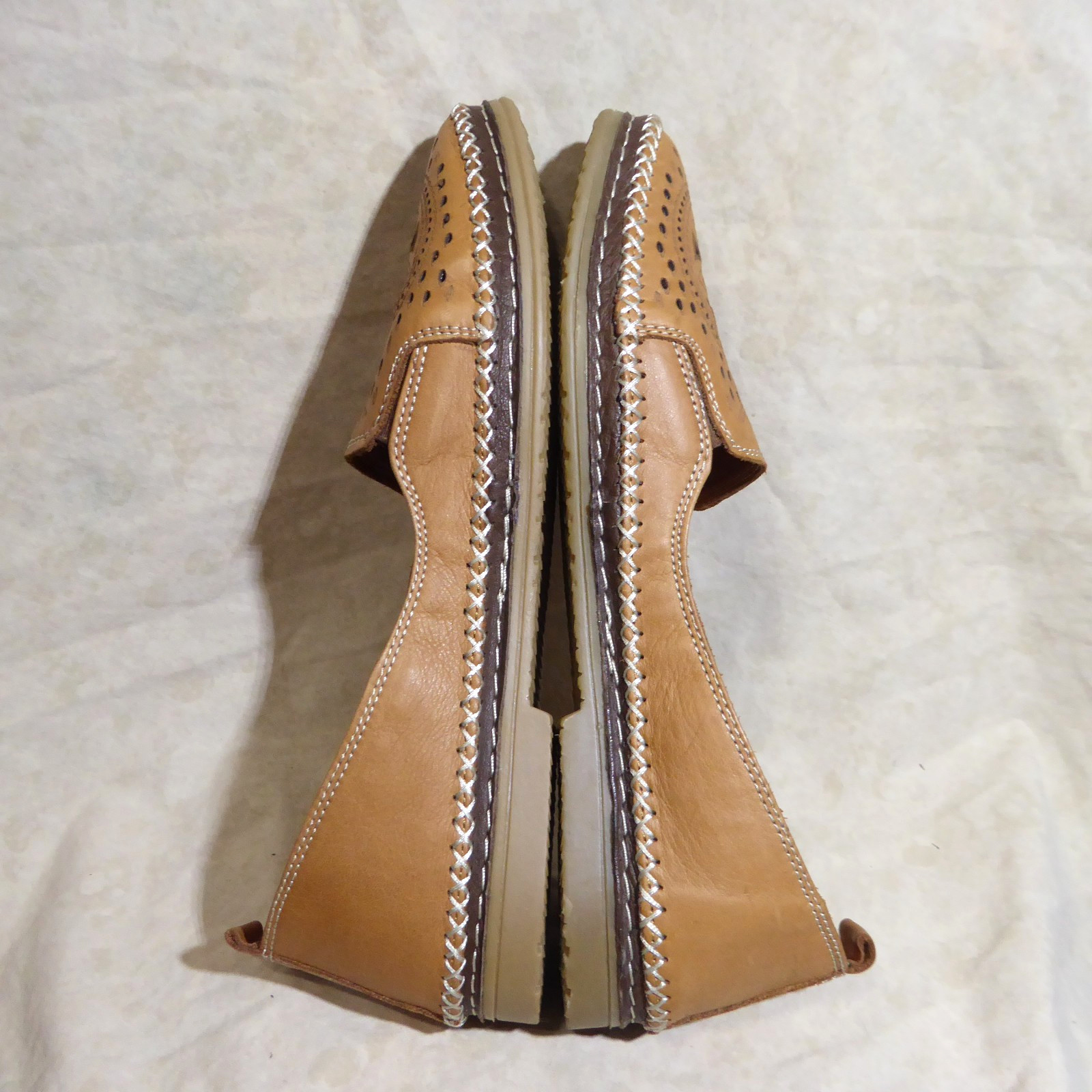 🩰 Spring Step Ingrid Loafer Flats sz 10 M (41) Laser Cut Whiskey Brown Leather