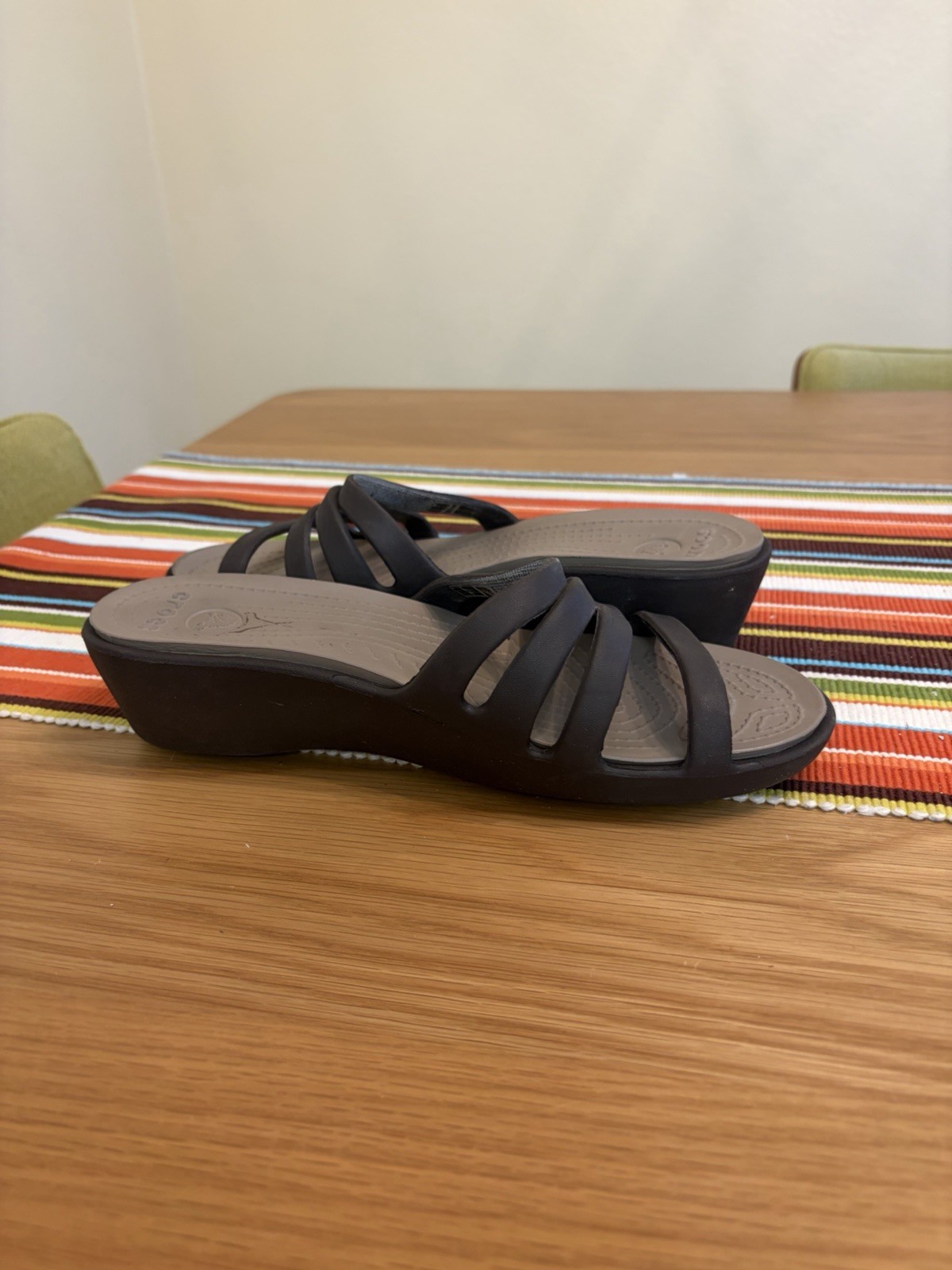 Crocs Rhonda Wedge Slide On Sandals Charcoal Women’s Size 8