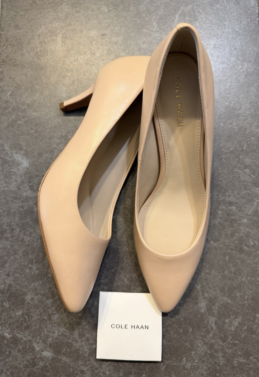 Cole Haan Harlow Kitten Heel Leather Pumps, Nude, Size 5.5