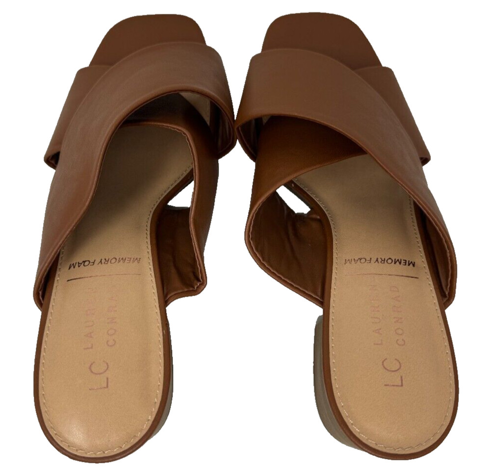 LC Lauren Conrad Women’s Sodapop Block Heel Dress Sandals Brown Size:6.5 206Q