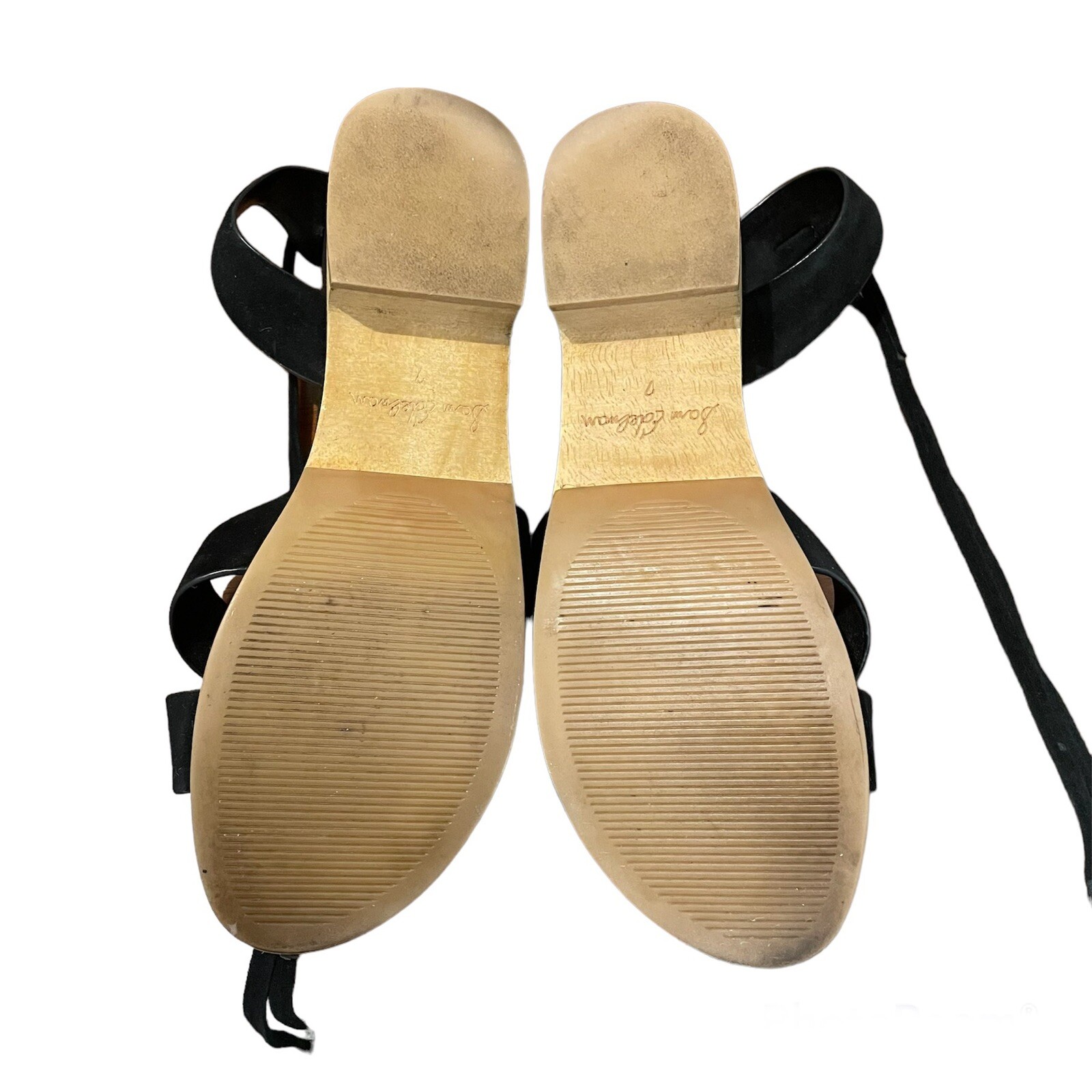 Sam Edelman 7 Jenna Sandals Black Ankle Straps Wooden Heel Platform Suede Boho