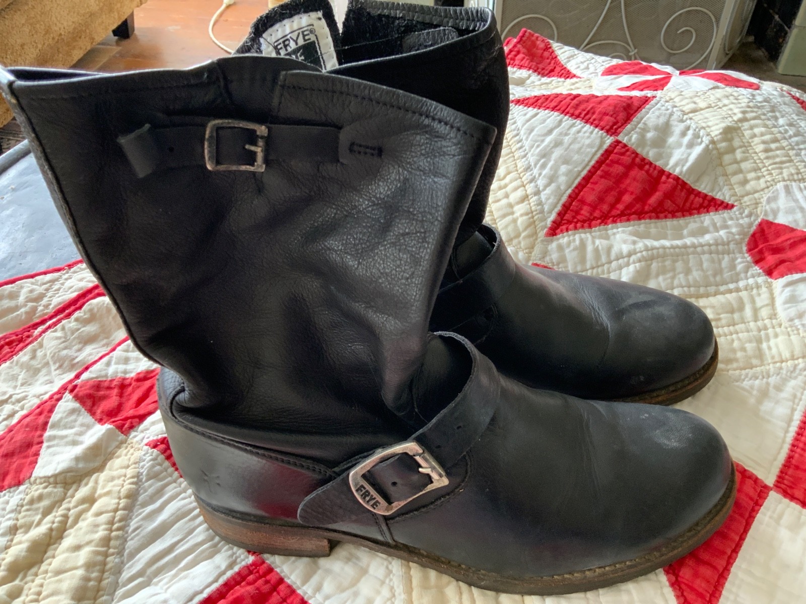 Frye Veronica Short Boot Women’s Size 11 Moto Buckle Slouch Black Leather Biker