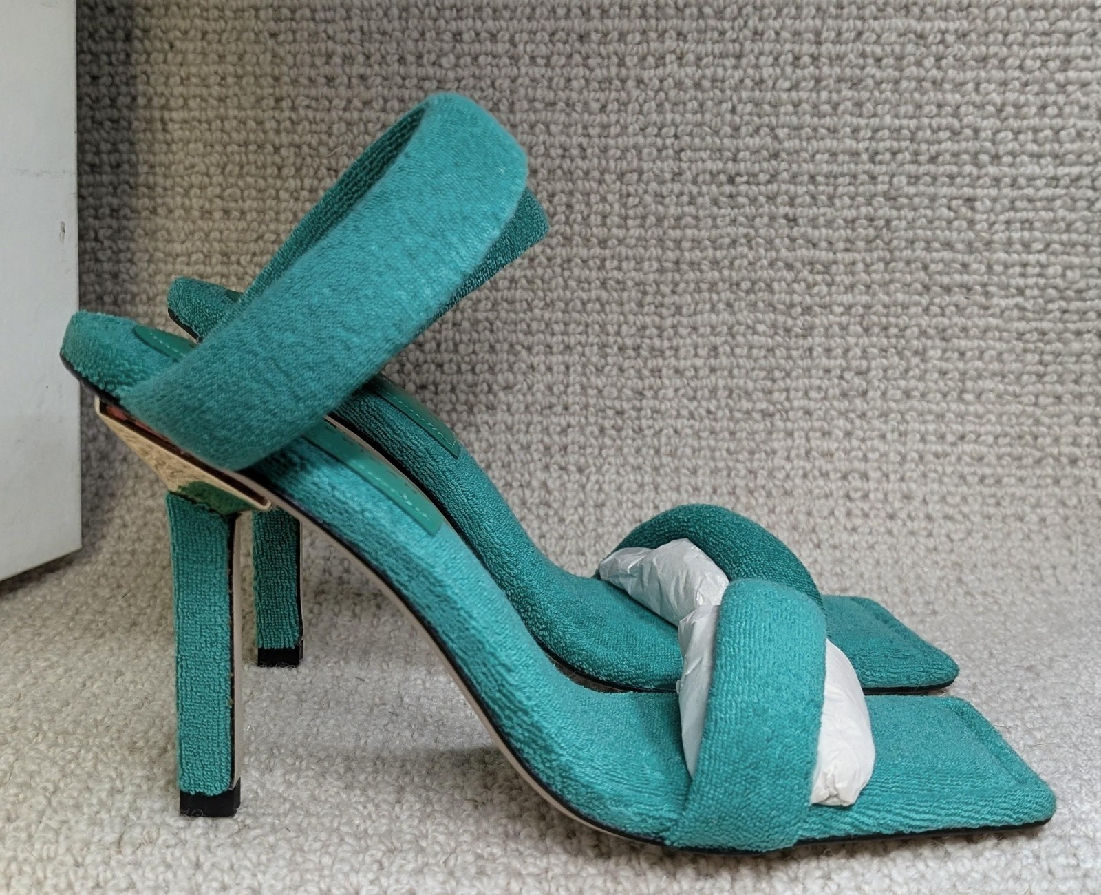 Good American Shoes Womens Terry High Heel Sandals Made in Spain New Size 7