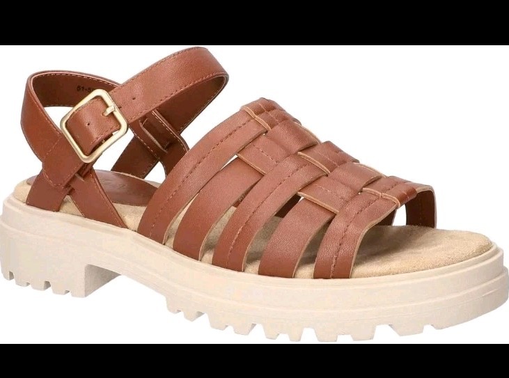 Sz 6.5 – Bella Vita Women’s Loni Flat Sandal, Dark Tan Leather NIB