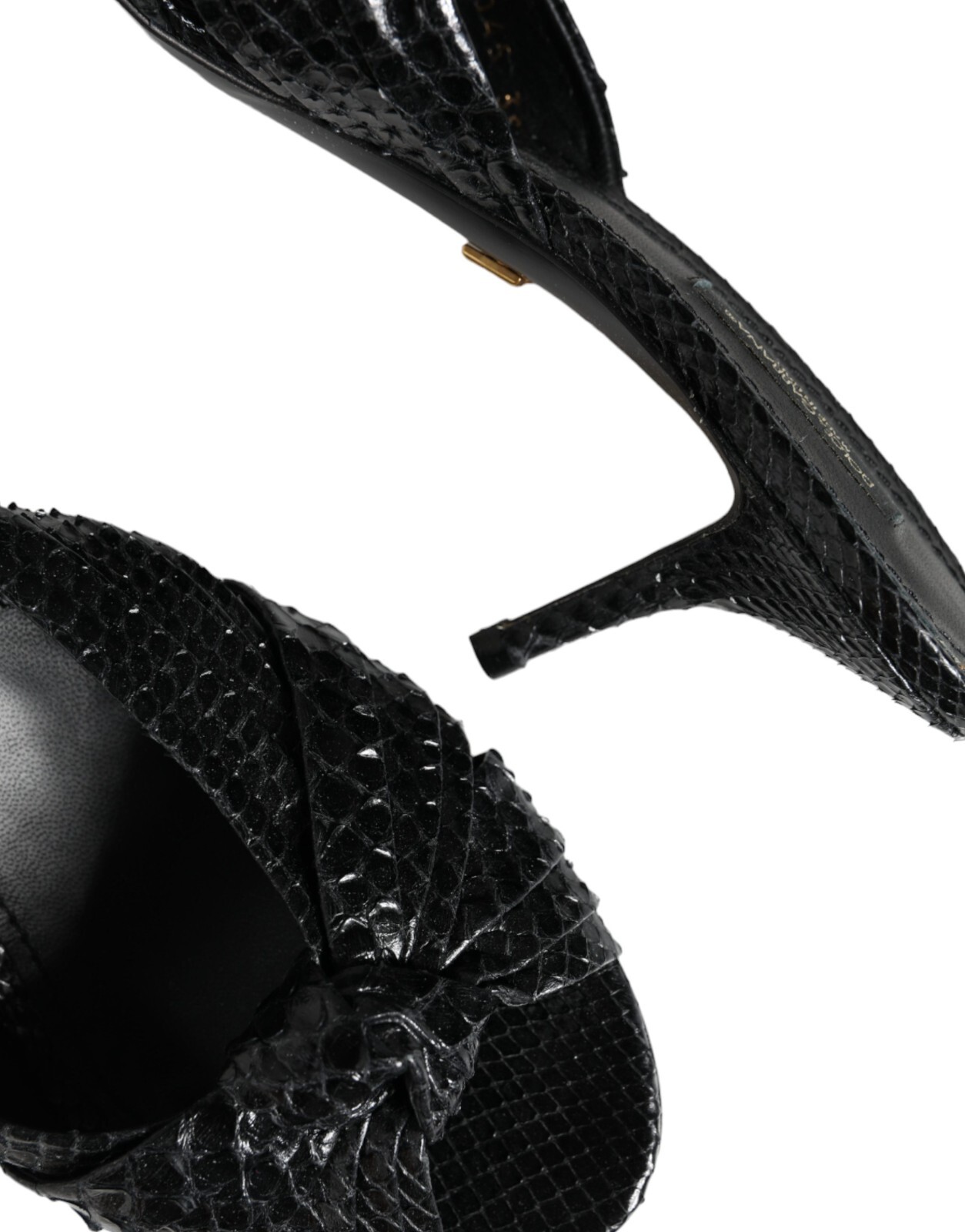 DOLCE & GABBANA Shoes Black Leather Heels Slides Sandals EU38.5 / US8 1200usd