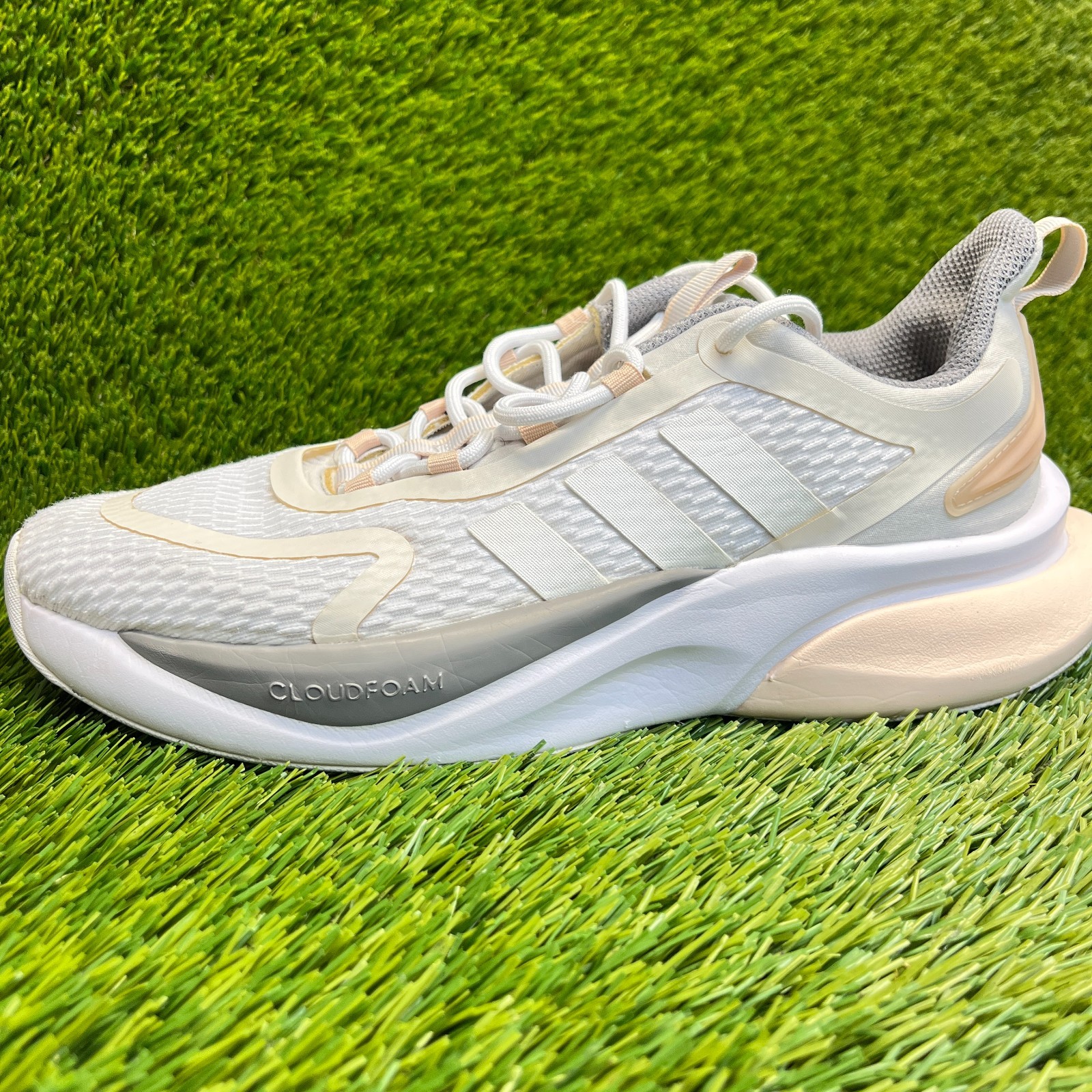 Adidas AlphaBounce+ Low Womens Size 9 White Gray Athletic Running Shoes Sneakers