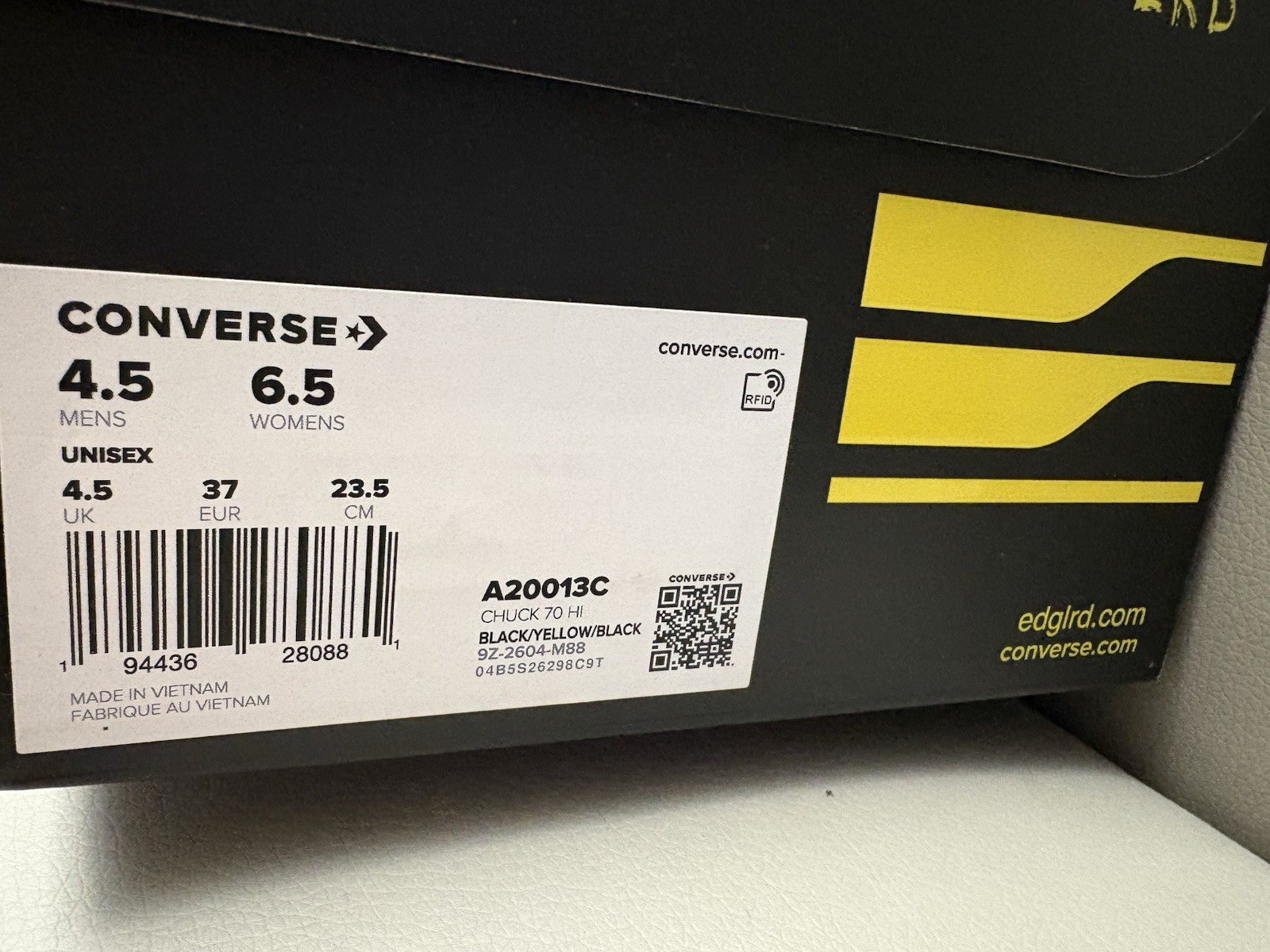 CONVERSE X EDGLRD LIMITED EDITION CHUCK 70 HI HIGH TOP SNEAKER A20013C