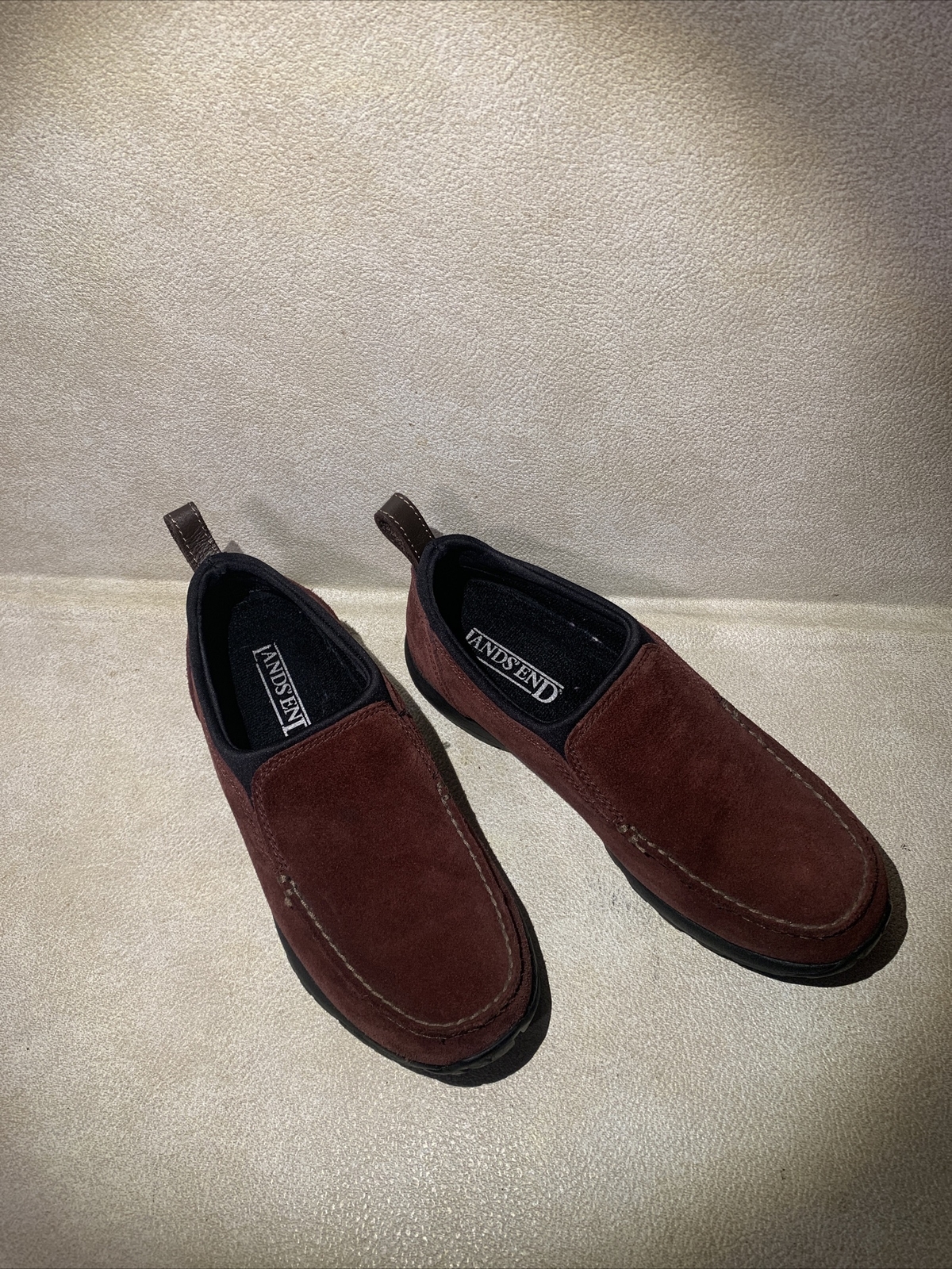 Women’s Land’s End Deep Burgundy Suede Leather Loafers Shoe Size 8B