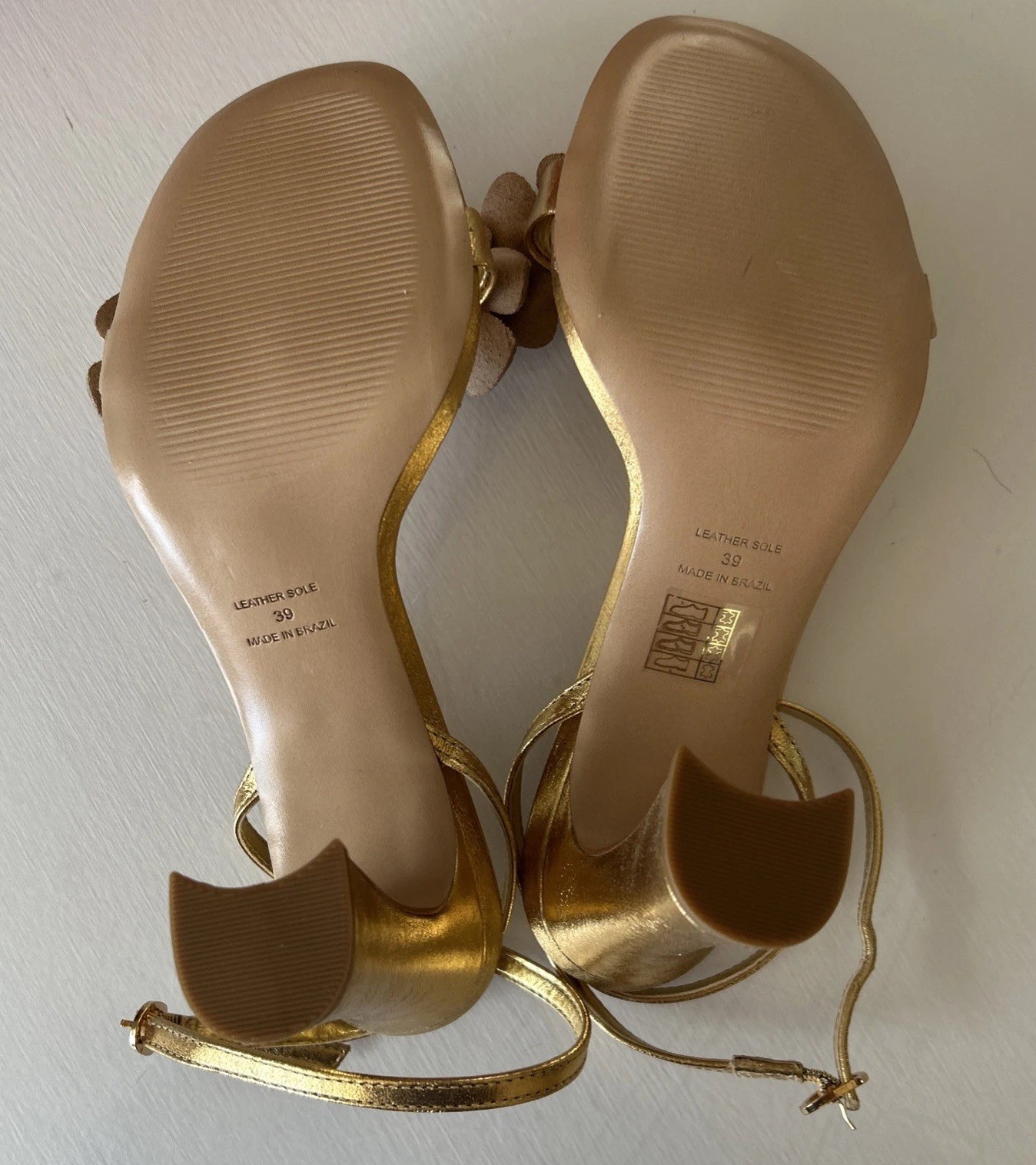 Antho Maeve Crystal Gold Floral Heels NIB SZ 39 / 8 -8.5 Prom /Date/Wedding