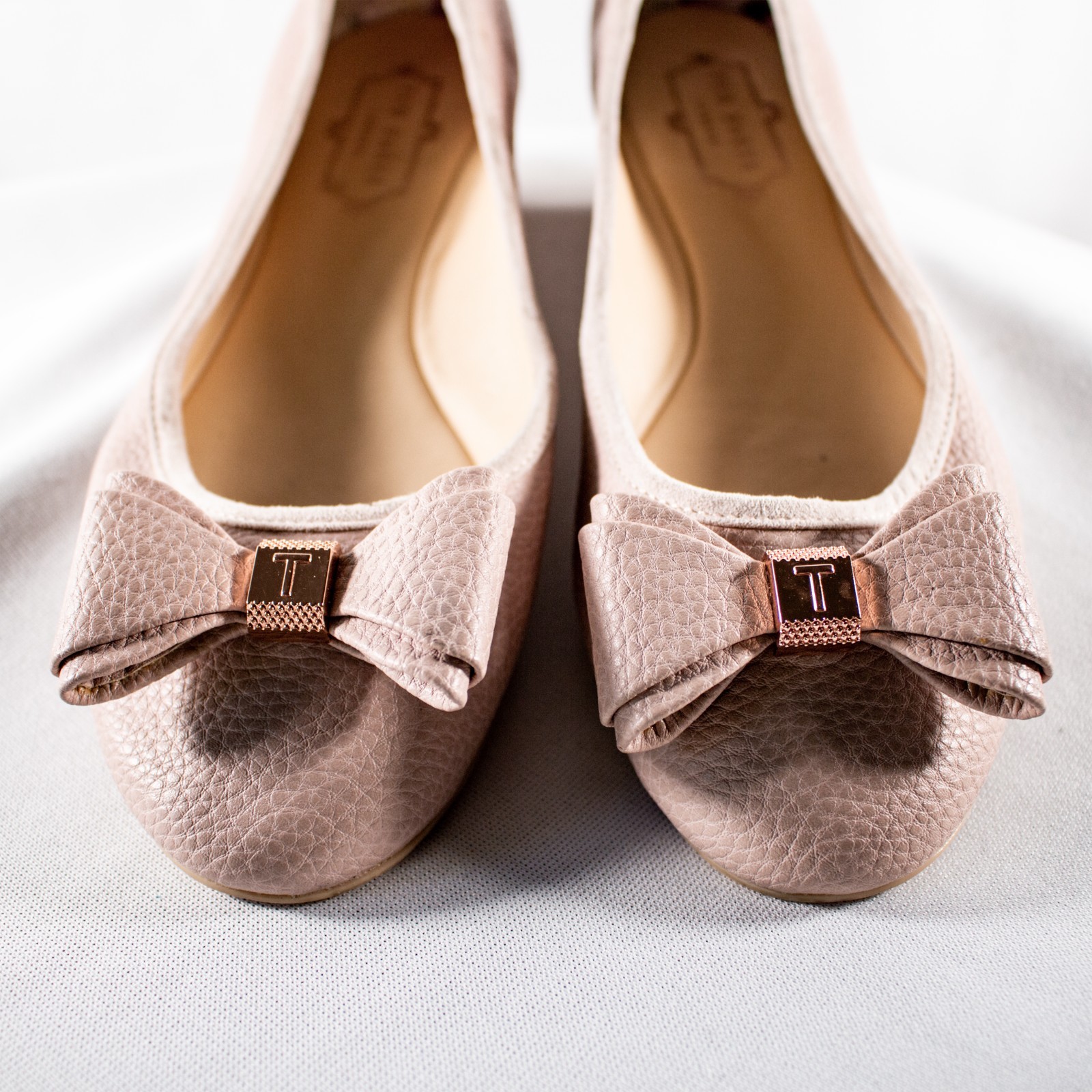 TED BAKER IMMET Pink Lavender Logo Women Flat Ballerina Bow Shoes Size 8.5