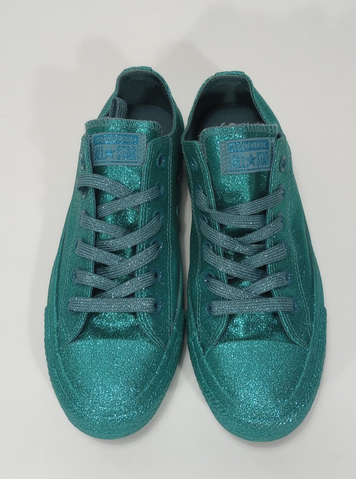 Converse All Star Sneakers Turquoise Sparkle Womens Size 8 Mens Size 6 Low Top