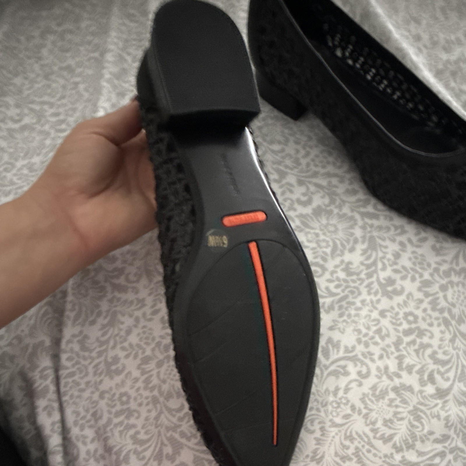 Rockport Women’s Black Woven Slip-On Pointed Toe Ballet Flats AU 9