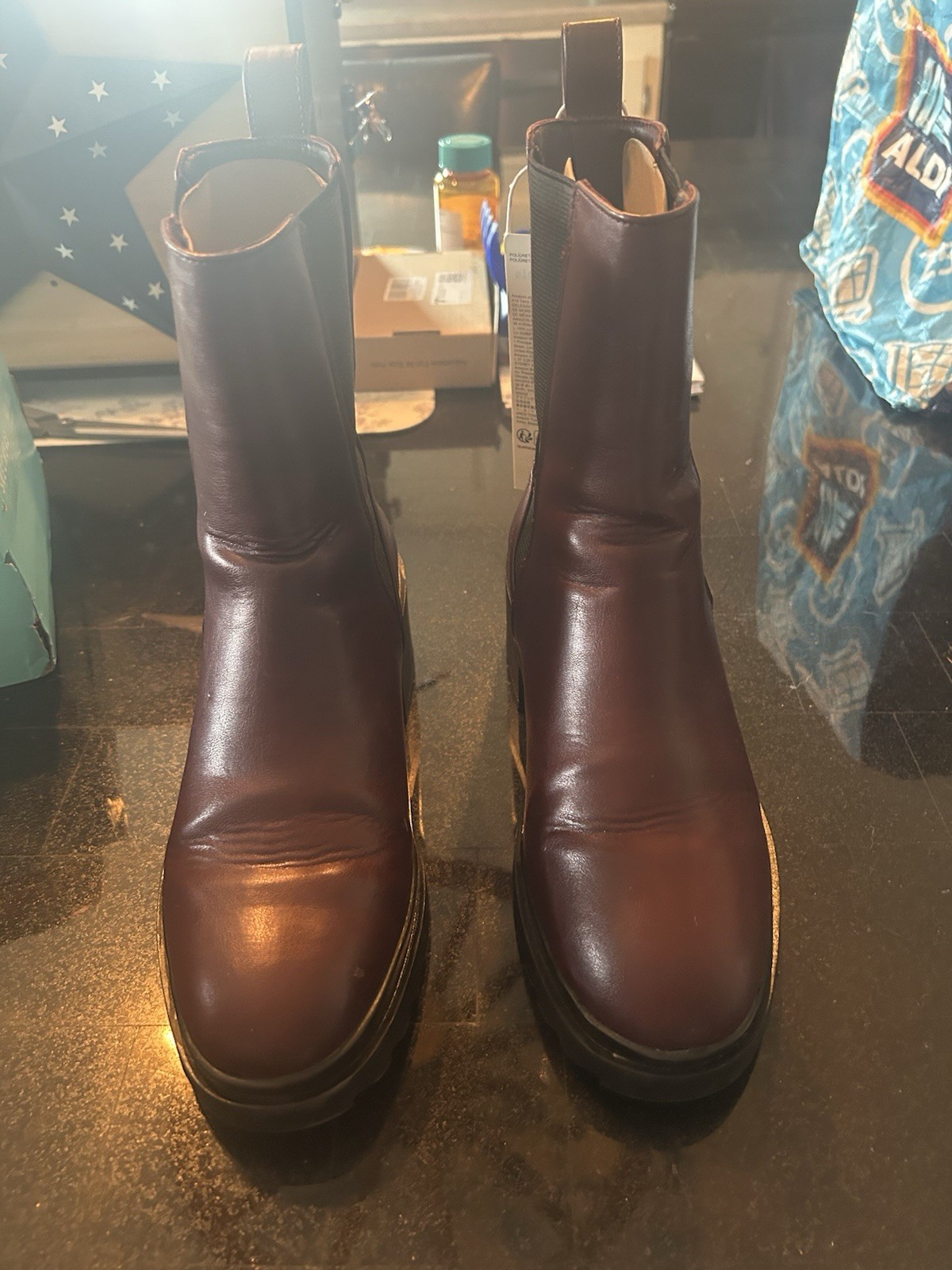 Womens Chelsea Boots Elastic Chunky Block Heel Ankle Boot sz 8