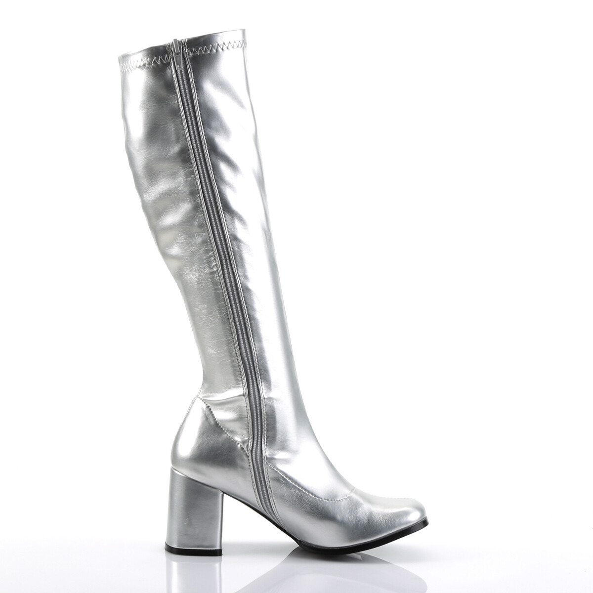 Sexy 3″ High Heel Gogo Dancer Silver Knee Boots Halloween Costume GOGO300/S/PU