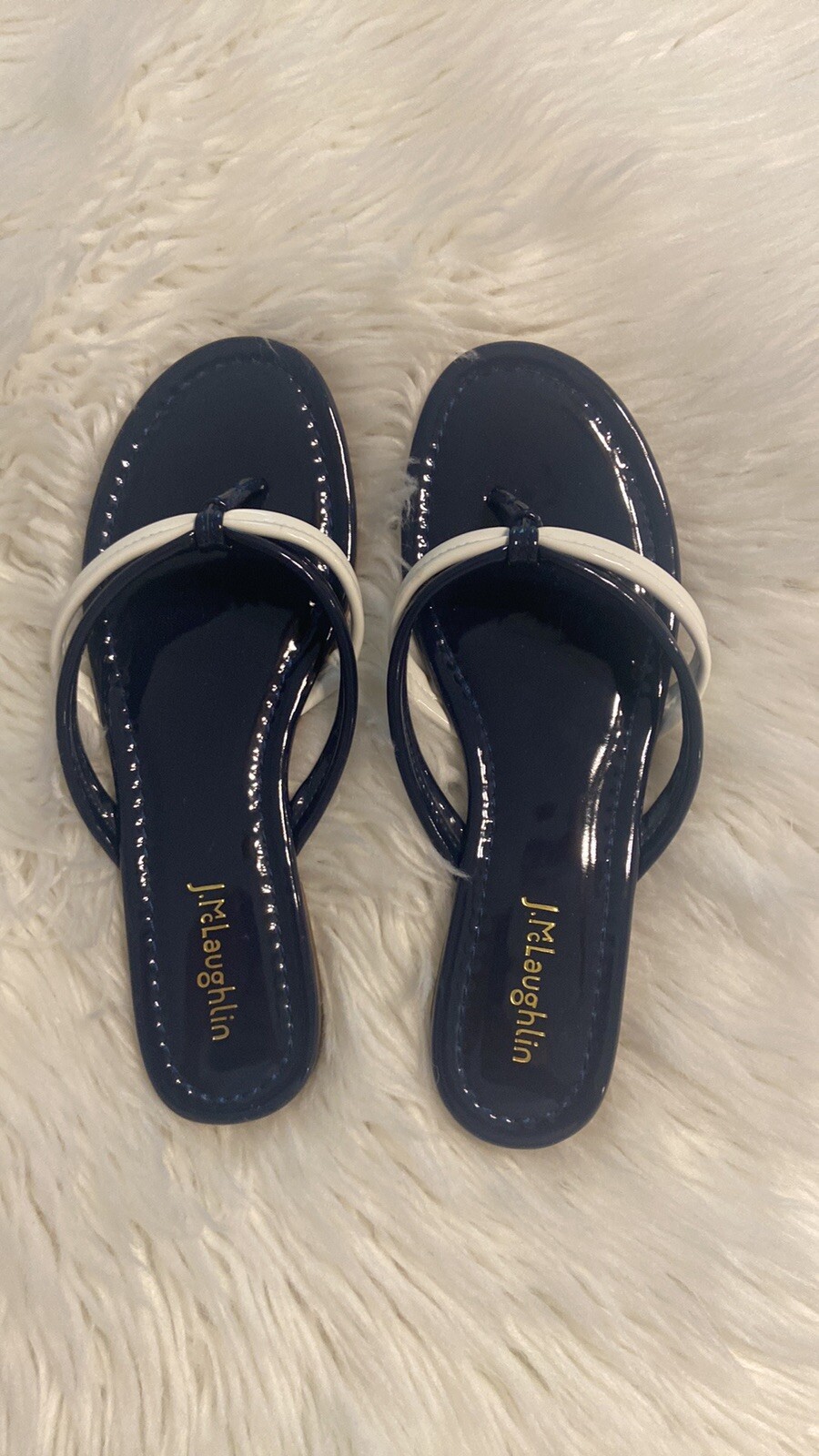J. McLaughlin Blue and White SandalsClassic Thong Style size not available