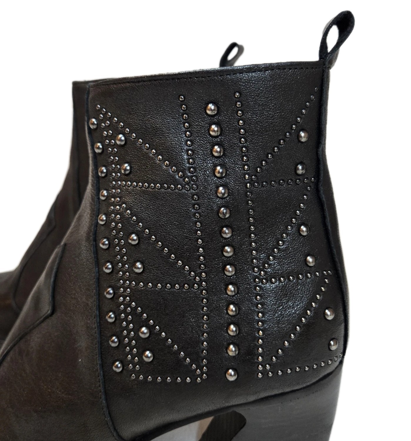 Studded Leather Boots Italy Emanuele Crasto Sz9.5 LEATHER ZIP Goth Steampunk NEW