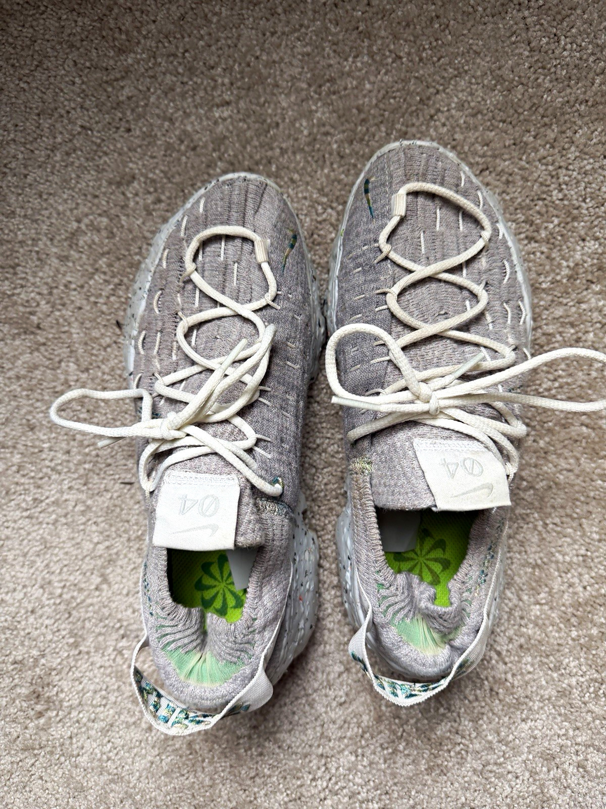 Nike Space Hippie 04 Photon Dust/Mean Green Low Top Lace Up Sneakers CD3476-103