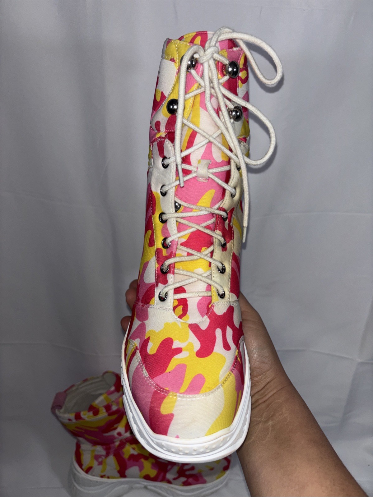 Shane Justin Street Wear Colorblock Pink Camo Clogs Lace Chukka Boots 37 Womens.