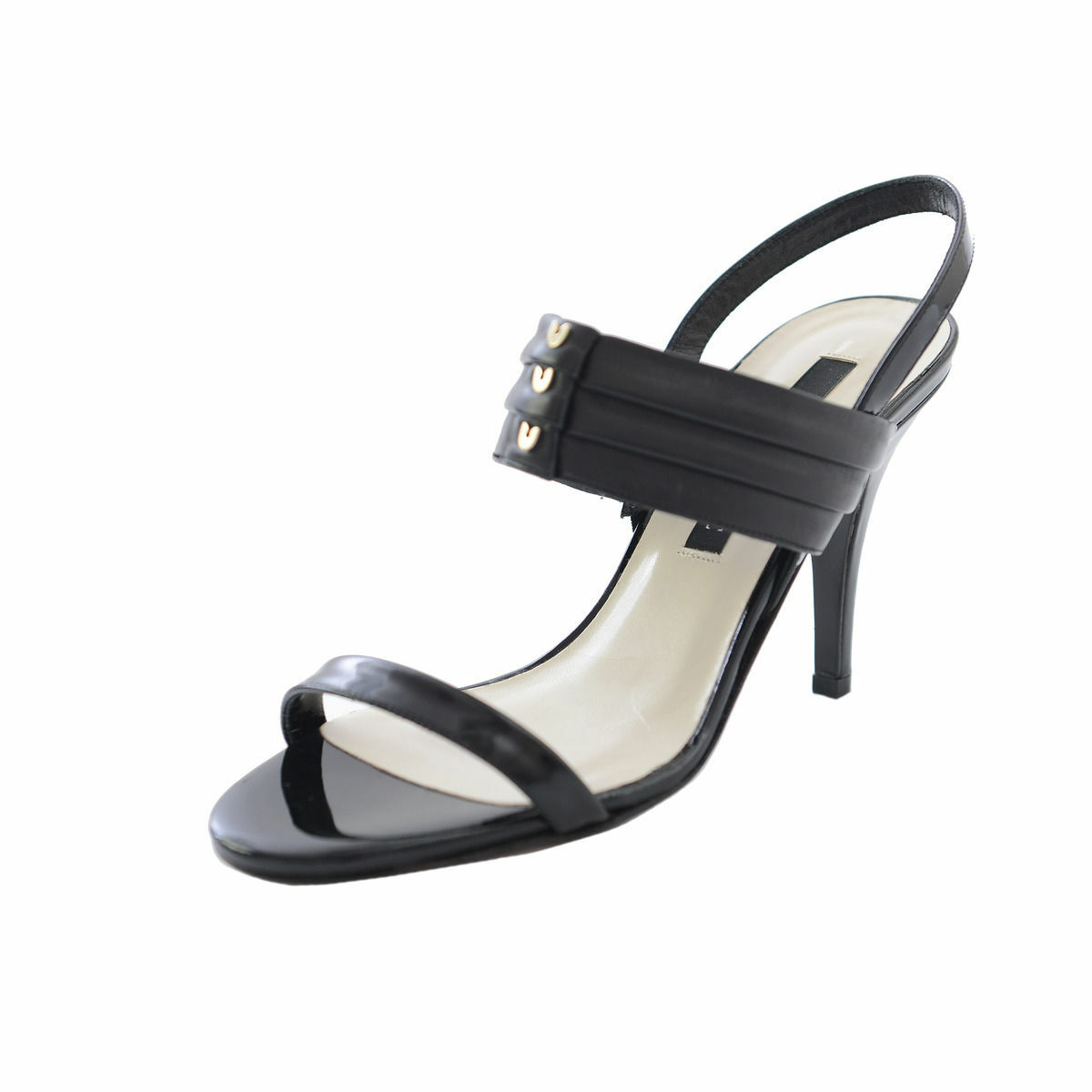 Gianfranco Ferre Black Leather Pumps Heels Open Toe Sandals Shoes US 6 IT 36