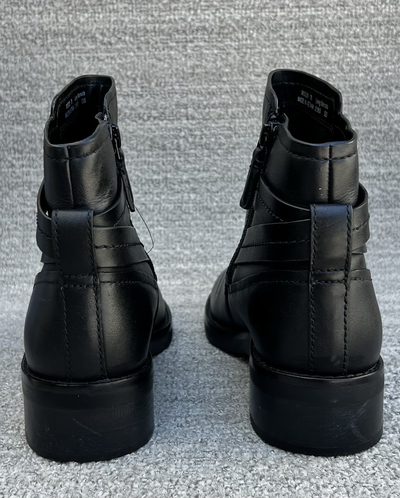 COLE HAAN Rosalyn Waterproof Ankle Strap Side Zip Black Leather Boots Women’s 7
