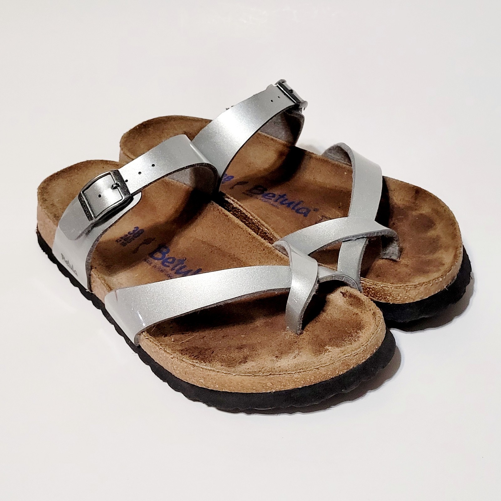 Birkenstock Betula Mayari Soft FB Silver Birko-Flor Sandals Wms 7US 38EU Narrow