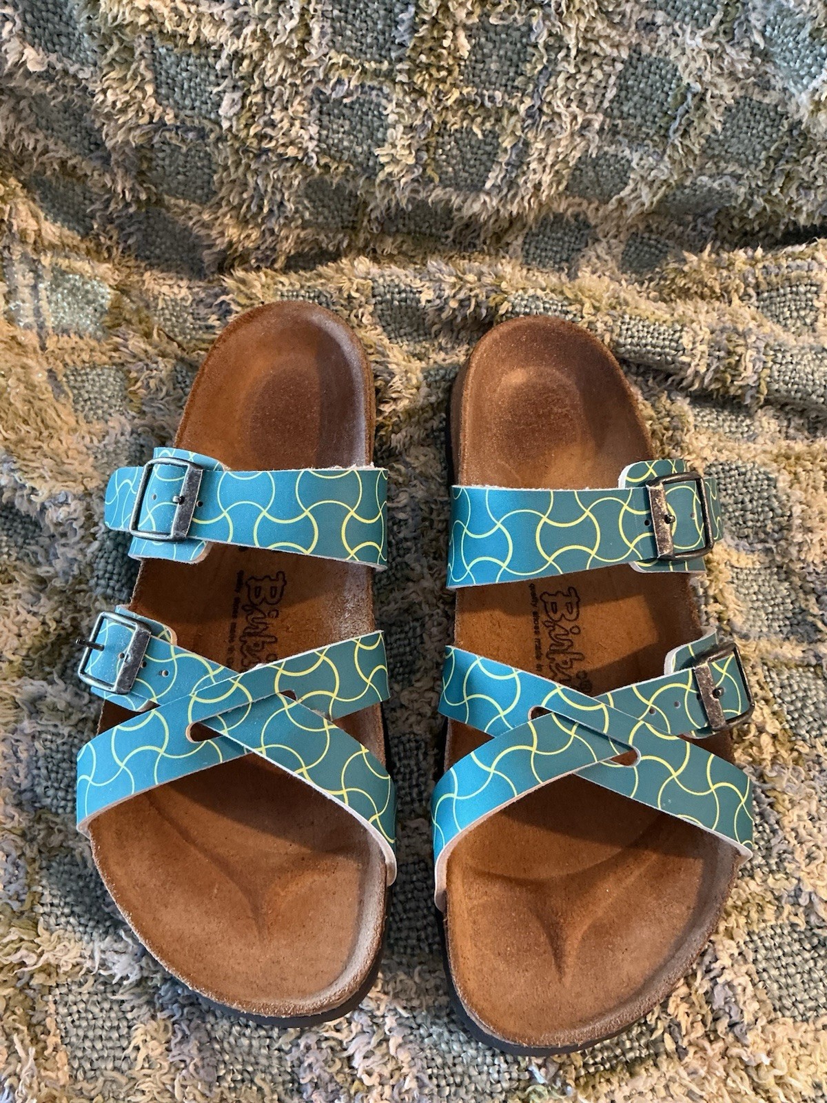 Birkenstock Birki’s Turquoise Blue Sandals Sz 39 Women’s Rave NEW