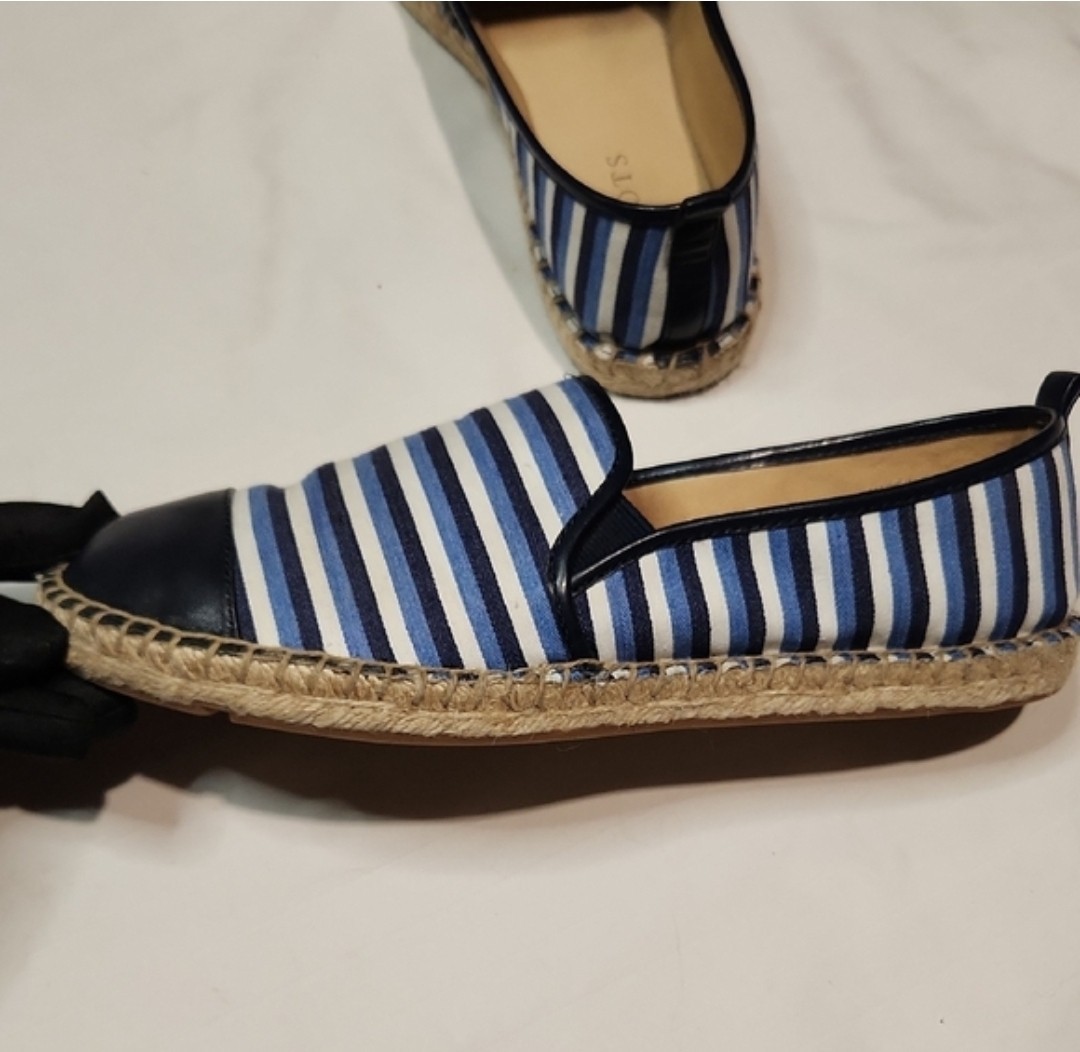 Talbots IZZY Blue&White Striped Espadrilles Sz 7.5
