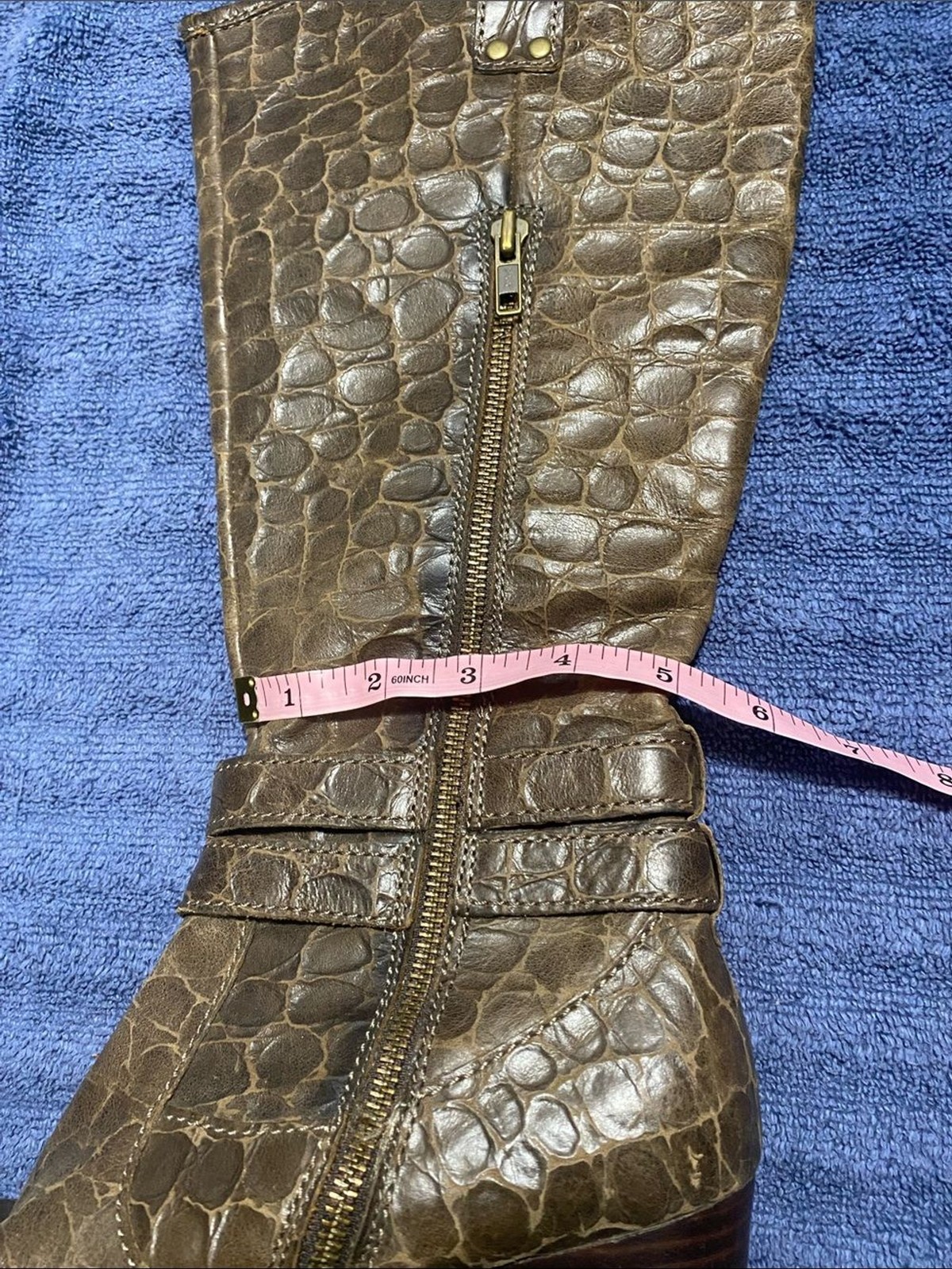 Born Brown Croc-Embossed Mid-Calf Buckle Boots