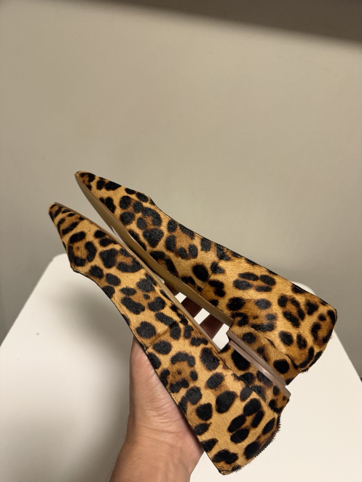 J.Crew Leopard Print Marina Calf Hair Trendy Ballet Pointed Toe Flats US 9.5