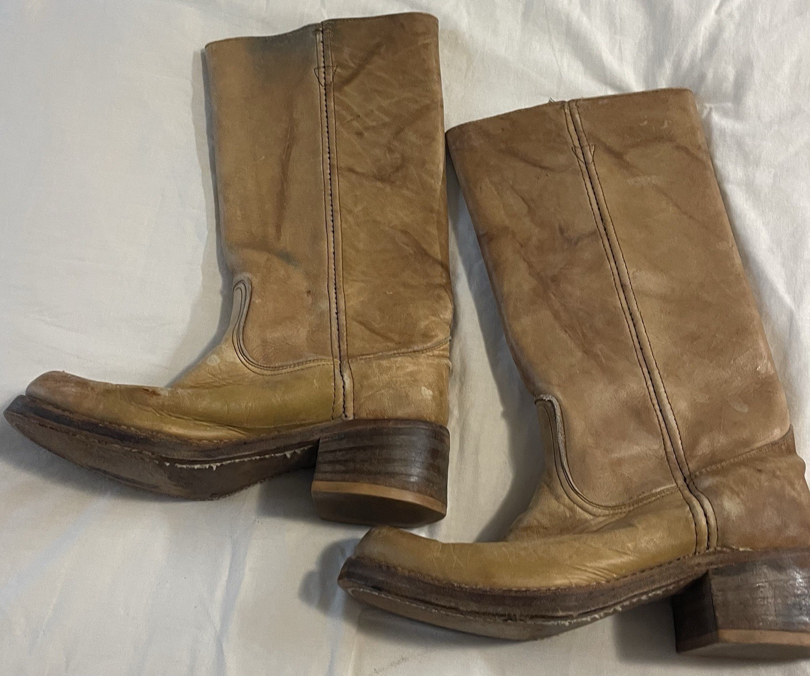 Vintage Wrangler Handmade in USA Campus Boots Size 7 Western RARE Knee High