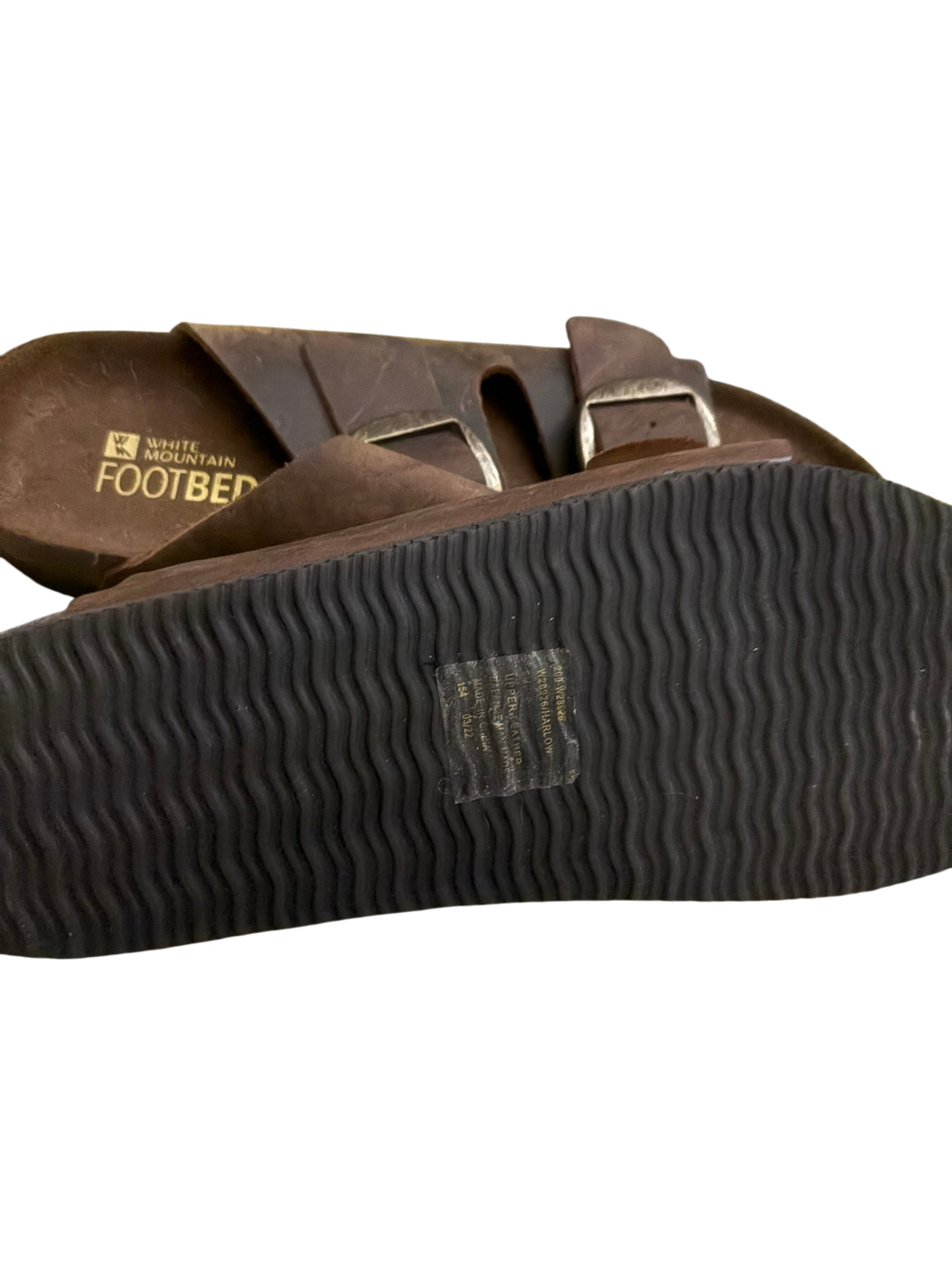 White Mountain Harlow Women’s Size 9 Brown Leather Double Buckle Sandals