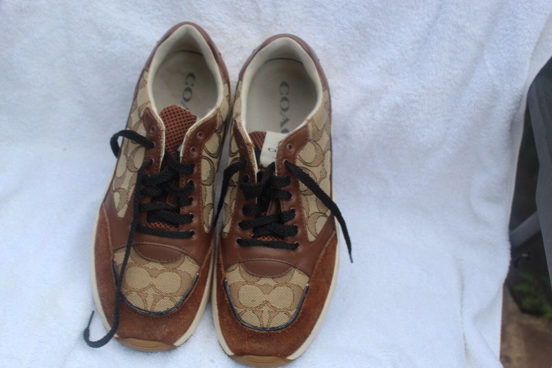 COACH G5057 TECH RUNNERS SNEAHERS BROWN LOGO W SZ 7.5B MADE IN INDONESIA