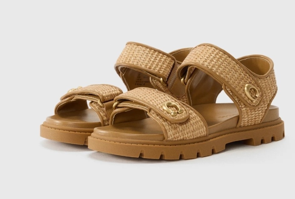COACH Brynn Straw Open Toe Woman’s Sandals In SIZE 6.5