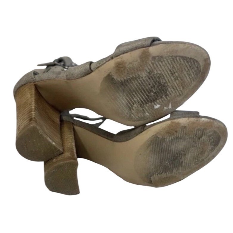 Carlos By Carlos Santana Taupe Suede Strappy Heel Buckle Ankle Size 6