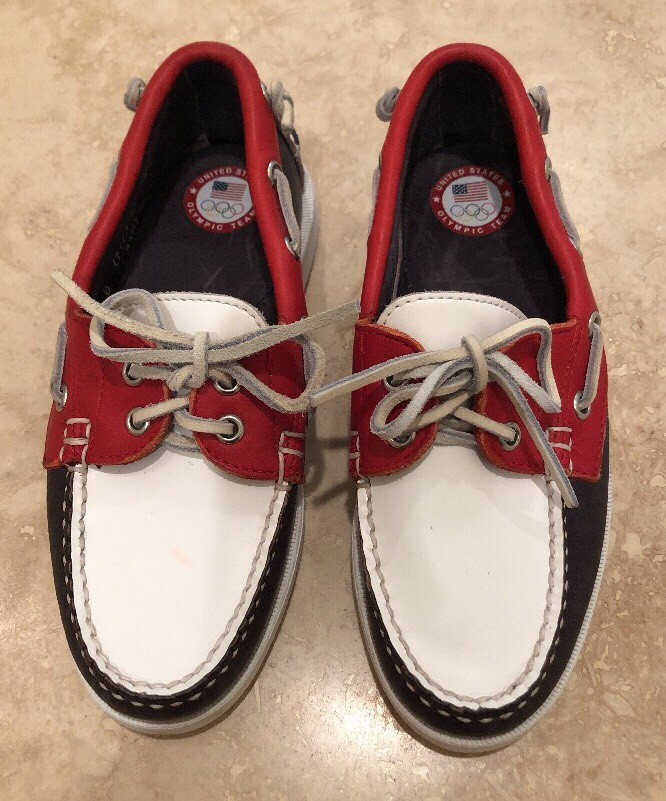 RALPH LAUREN United States Olympic Team Nautical Deck Shoes Made In USA 5B RARE!