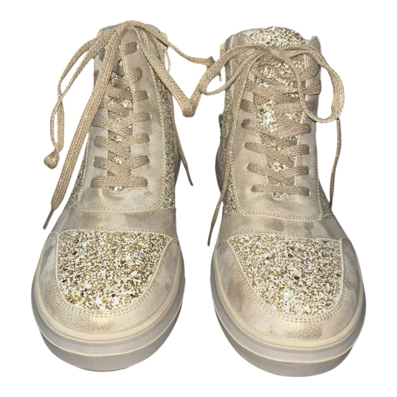 NWOT Corky’s Hey Girl Womens 7 Flashy High Top Sneakers Clear Rhinestone Sparkle