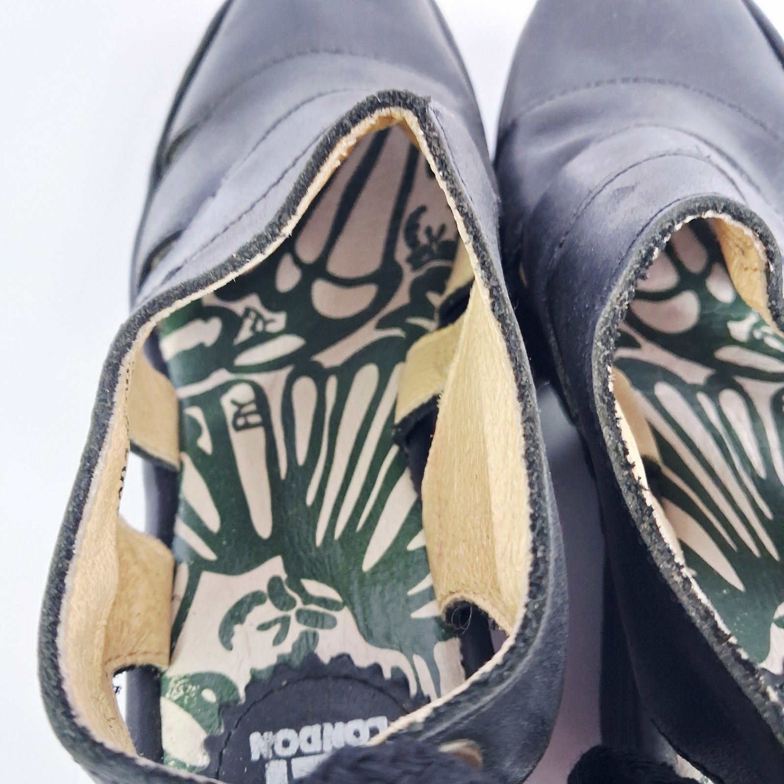 FLY London Yown Black Women’s Wedge Peep Toe Sandals Laced Backs Size 6-6.5