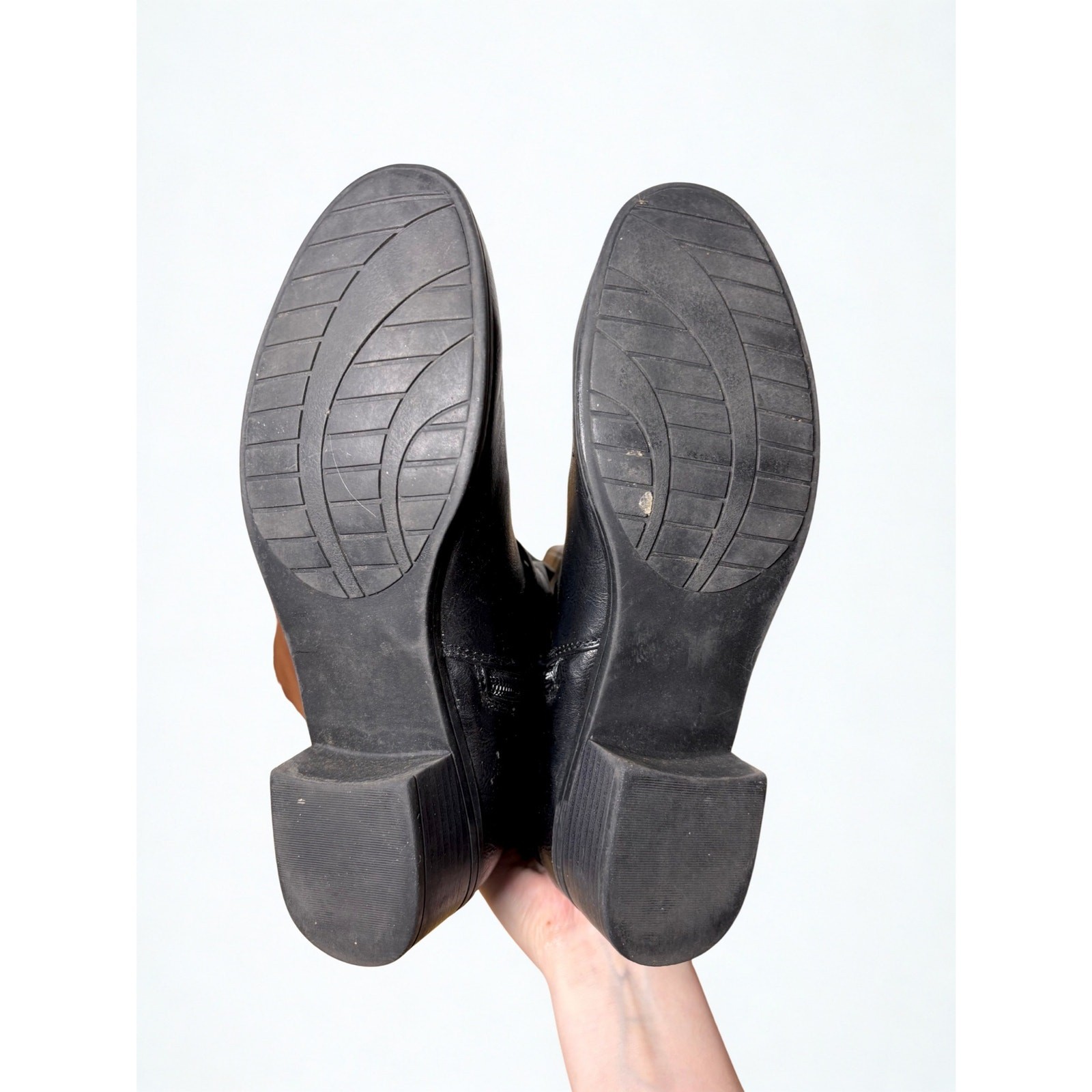 Vtg Y2K Rampage Faux Leather Two Toned Buckle Riding Boots