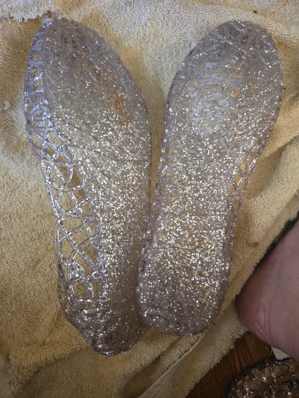Fair Condition Jelly Shoes Clear With Sparkles Size 9