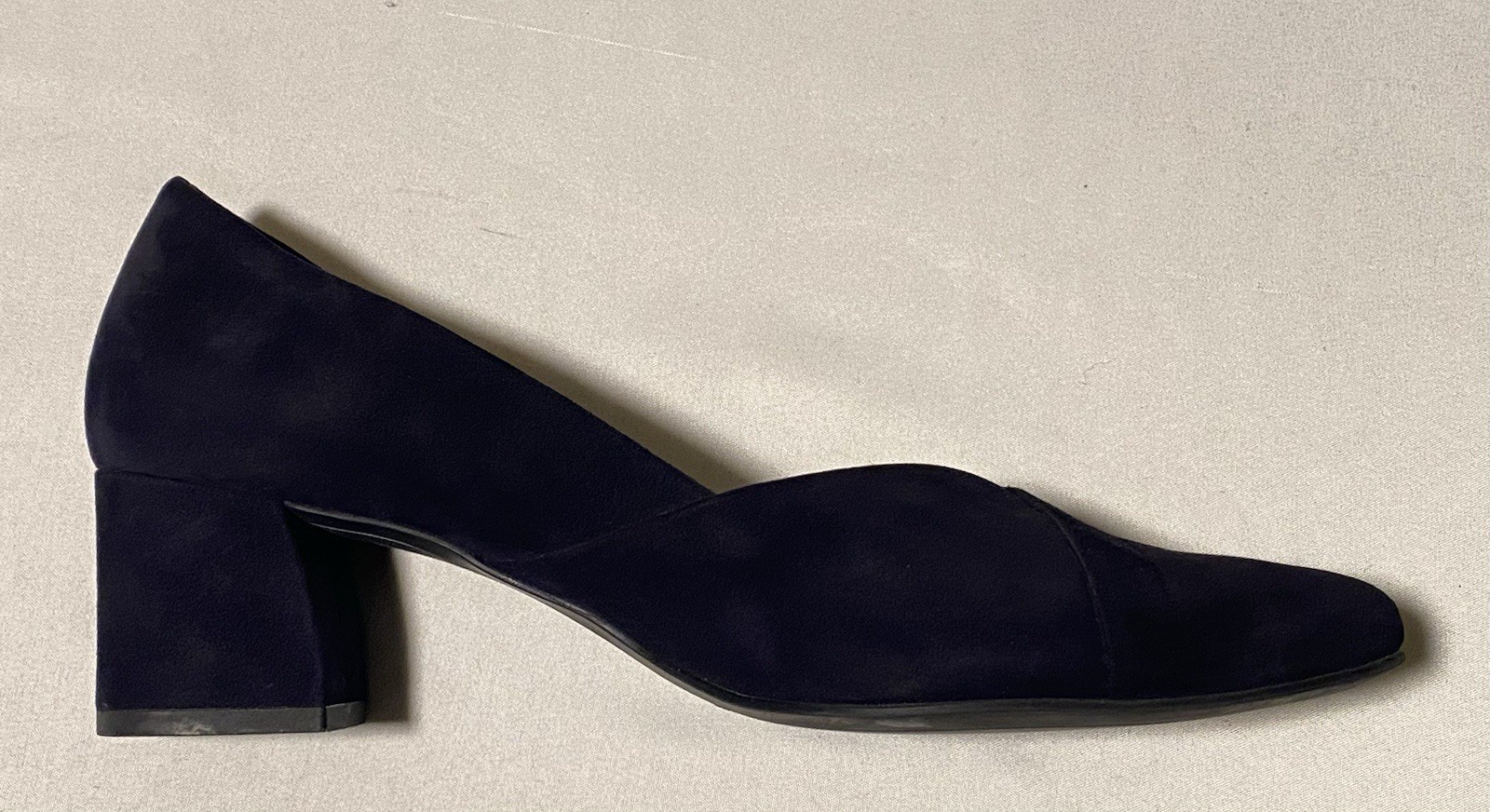 Paul Green Suede Navy Pointed Pumps BlockHeel Women Shoes UK6/US8.5 Made Austria