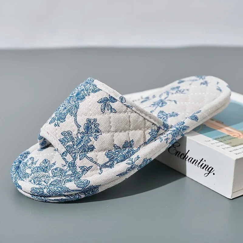 Women’s Cotton House Slippers Soft Floral Non Slip Indoor Bedroom Home Shoes