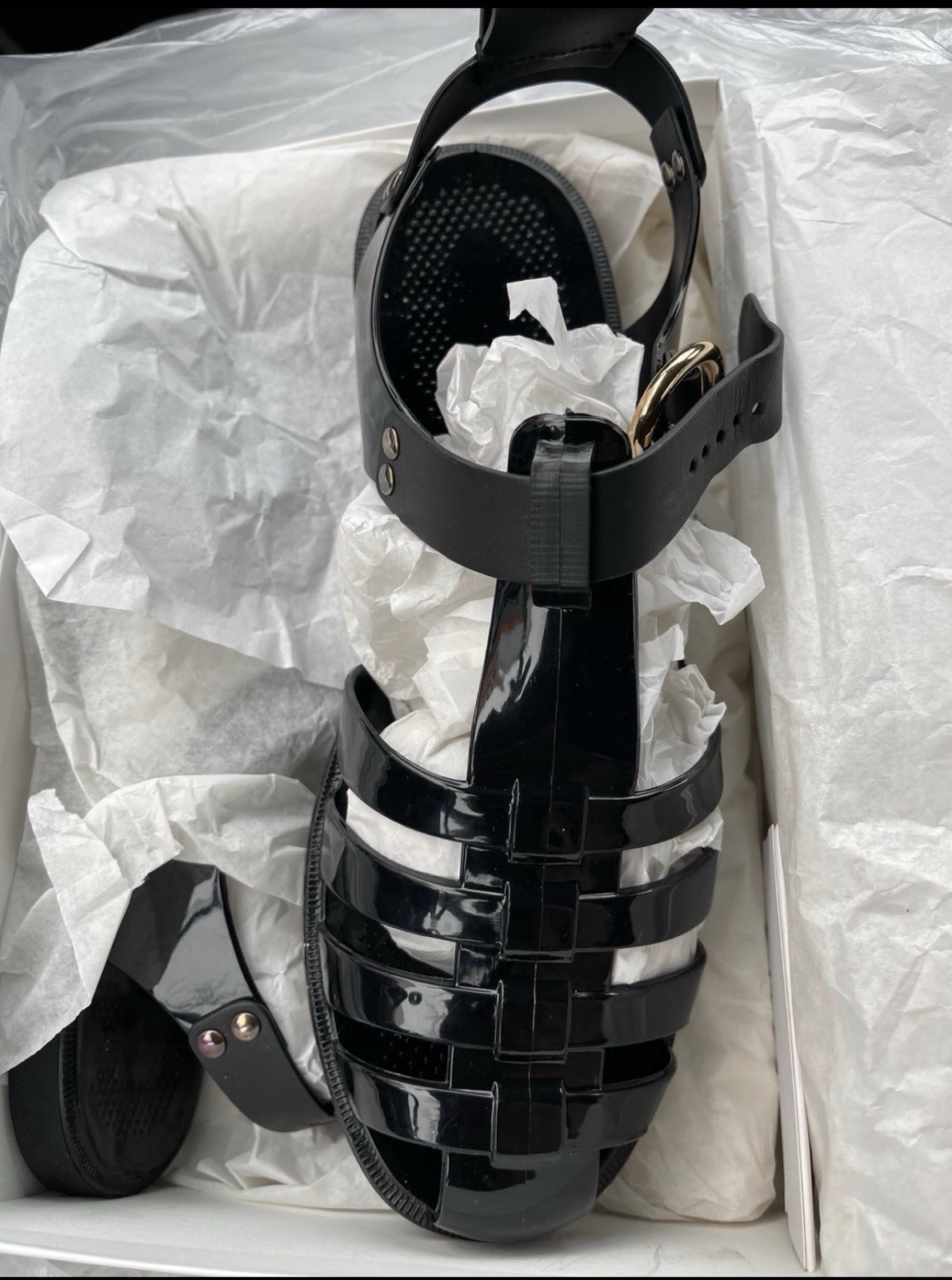 See By Chloé Black Buckle Fisherman Sandals Recycled PVC Rubber Size 40