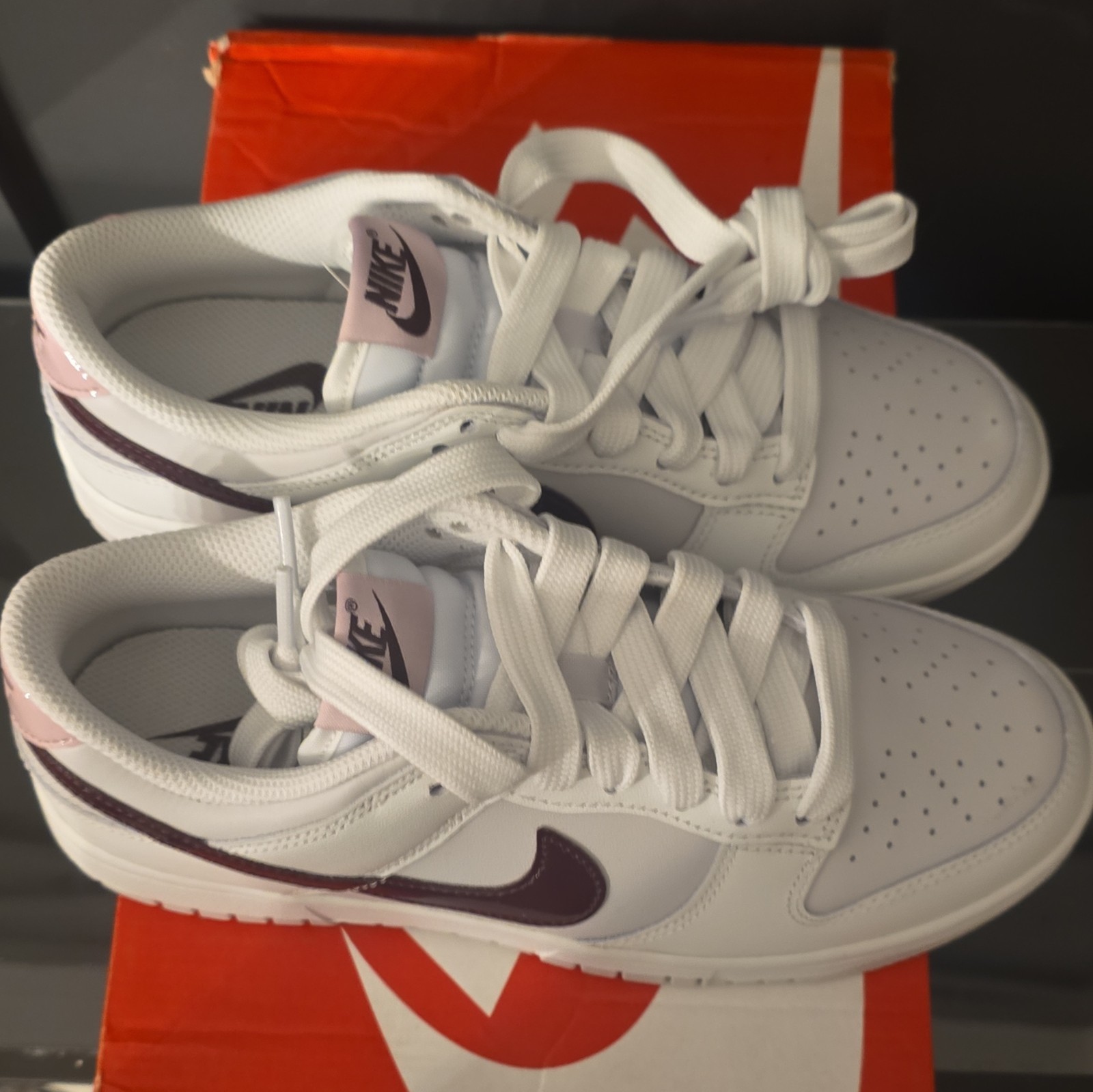 Nike Dunk Low White Purple Pink Colorblock Low Top Lace Up Leather Sneaker