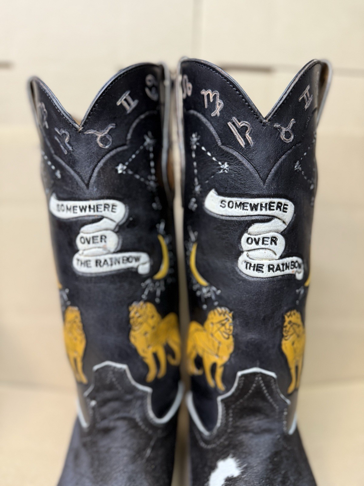 Brother Vellies Doodle Boots – Saturn Zodiac Stars Cowboy 13” Please Read