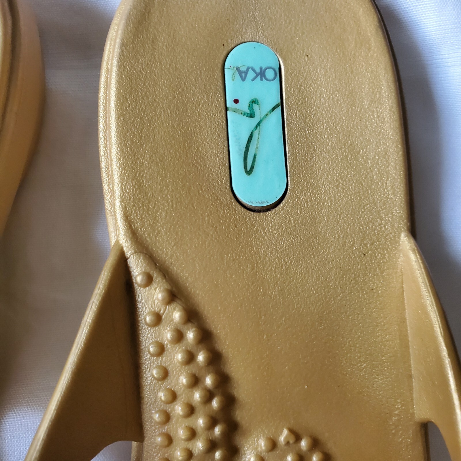 Oka B Flip Flops Sandals Women’s L 10-11 Golden Tan Made In USA Beach Pool